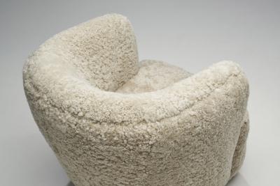 Danish Cabinetmaker Lounge Chair in Sheepskin Denmark 1940s