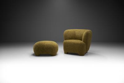Danish Cabinetmaker Lounge Chair in Wool with Footstool Denmark ca 1940s