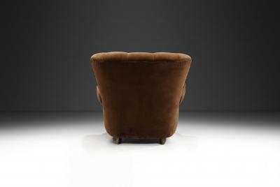 Danish Cabinetmaker Lounge Chair with Brown Upholstery Denmark 1940s