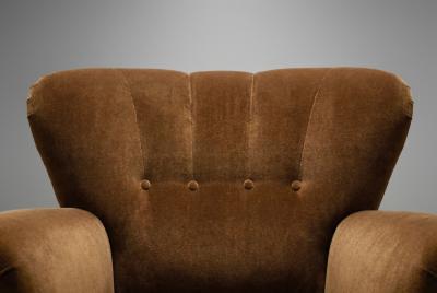 Danish Cabinetmaker Lounge Chair with Brown Upholstery Denmark 1940s