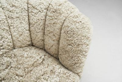 Danish Cabinetmaker Lounge Chair with Sheepskin Upholstery Denmark 1940s