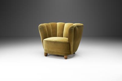 Danish Cabinetmaker Lounge Chair with Velour Upholstery Denmark 1940s