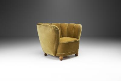 Danish Cabinetmaker Lounge Chair with Velour Upholstery Denmark 1940s