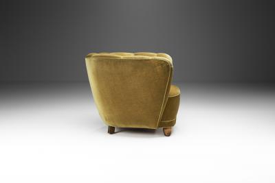 Danish Cabinetmaker Lounge Chair with Velour Upholstery Denmark 1940s