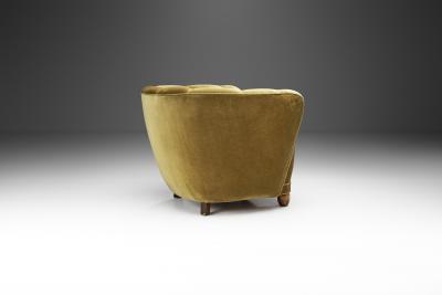 Danish Cabinetmaker Lounge Chair with Velour Upholstery Denmark 1940s