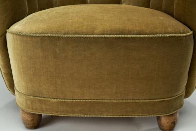 Danish Cabinetmaker Lounge Chair with Velour Upholstery Denmark 1940s
