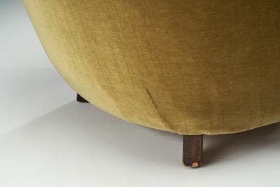 Danish Cabinetmaker Lounge Chair with Velour Upholstery Denmark 1940s