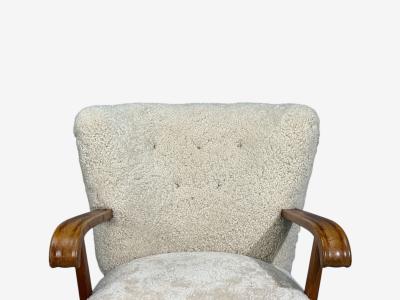 Danish Cabinetmaker Lounge Chairs Shearling Beech 1940s
