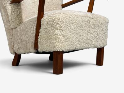 Danish Cabinetmaker Lounge Chairs Shearling Beech 1940s