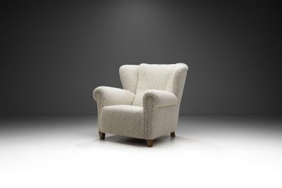 Danish Cabinetmaker Mid Century Lounge Chair with Rolled Arms Denmark 1940s