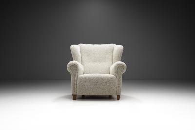 Danish Cabinetmaker Mid Century Lounge Chair with Rolled Arms Denmark 1940s