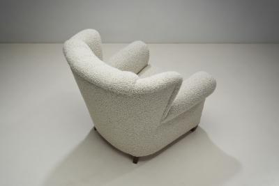 Danish Cabinetmaker Mid Century Lounge Chair with Rolled Arms Denmark 1940s