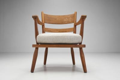Danish Cabinetmaker Oak Armchairs with Upholstered Cushions Denmark 1940s