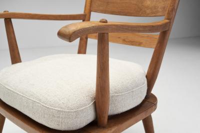 Danish Cabinetmaker Oak Armchairs with Upholstered Cushions Denmark 1940s