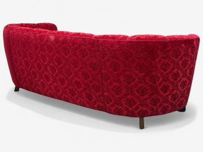 Danish Cabinetmaker Oak Fabric Curved Banana Sofa Denmark 1960s