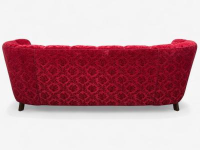 Danish Cabinetmaker Oak Fabric Curved Banana Sofa Denmark 1960s