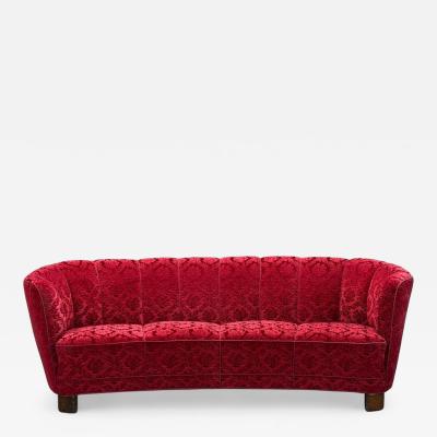 Danish Cabinetmaker Oak Fabric Curved Banana Sofa Denmark 1960s