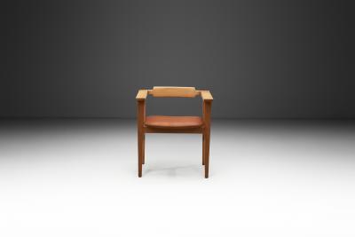 Danish Cabinetmaker Oak and Leather Armchair Denmark Mid 20th Century