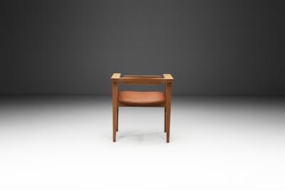 Danish Cabinetmaker Oak and Leather Armchair Denmark Mid 20th Century