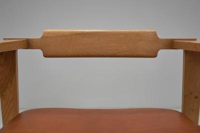 Danish Cabinetmaker Oak and Leather Armchair Denmark Mid 20th Century