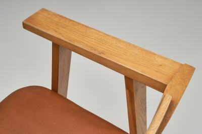 Danish Cabinetmaker Oak and Leather Armchair Denmark Mid 20th Century