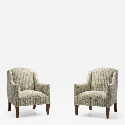 Danish Cabinetmaker Pair of Easy Chairs with Mahogany Legs Denmark ca 1950s