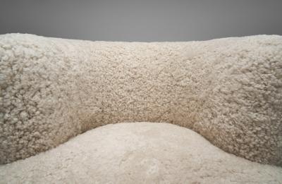 Danish Cabinetmaker Sheepskin Lounge Chair and Ottoman Denmark 1940s