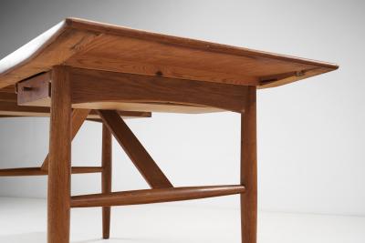 Danish Cabinetmaker Teak and Oak Desk with Drawers Denmark ca 1950s