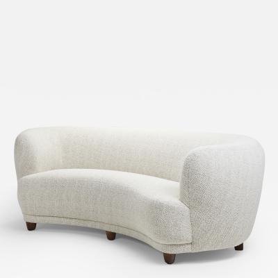 Danish Cabinetmaker Three Seater Sofa with Stained Wood Legs Denmark 1940s