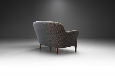 Danish Cabinetmaker Two Seater Sofa with Striped Upholstery Denmark 1940s