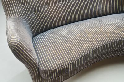 Danish Cabinetmaker Two Seater Sofa with Striped Upholstery Denmark 1940s