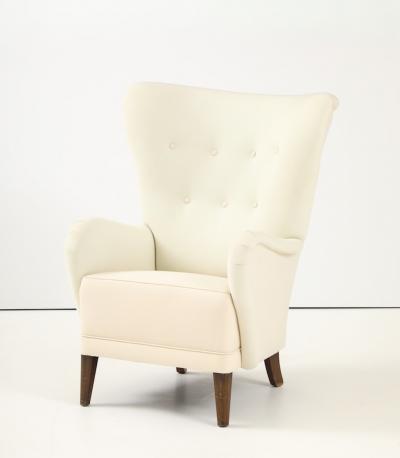 Danish Cabinetmaker Wing Back Lounge Chair Denmark 1940 s