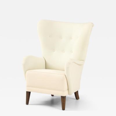 Danish Cabinetmaker Wing Back Lounge Chair Denmark 1940 s