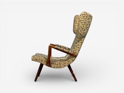 Danish Cabinetmaker Wingback Chair Beech Fabric Denmark 1950s