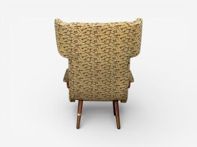 Danish Cabinetmaker Wingback Chair Beech Fabric Denmark 1950s