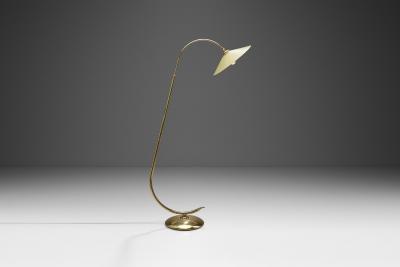 Danish Curved Brass Floor Lamp Denmark ca 1950s
