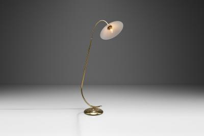 Danish Curved Brass Floor Lamp Denmark ca 1950s