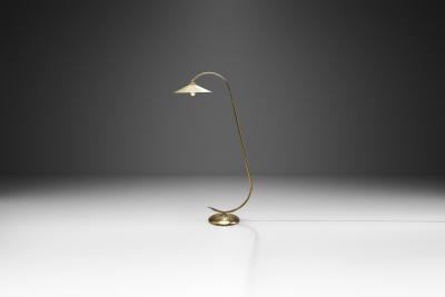 Danish Curved Brass Floor Lamp Denmark ca 1950s