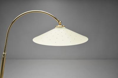 Danish Curved Brass Floor Lamp Denmark ca 1950s