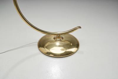 Danish Curved Brass Floor Lamp Denmark ca 1950s