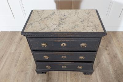 Danish Louis Seize Style Chest of Drawers with Painted Marble Top circa 1920