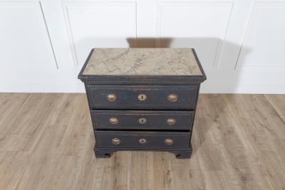 Danish Louis Seize Style Chest of Drawers with Painted Marble Top circa 1920