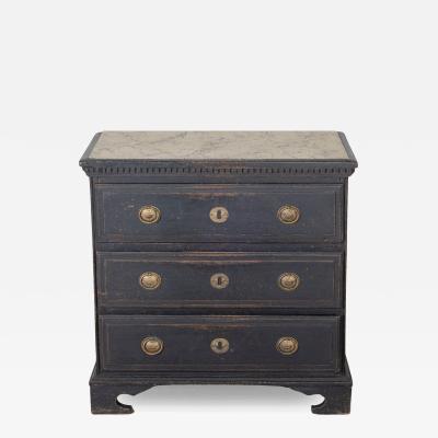 Danish Louis Seize Style Chest of Drawers with Painted Marble Top circa 1920