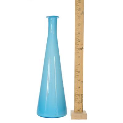 Danish Mid Century Blue and White Glass Bud Vase