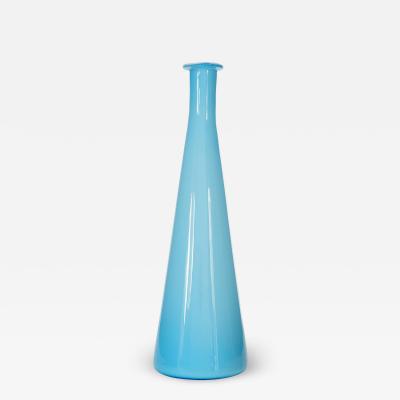 Danish Mid Century Blue and White Glass Bud Vase