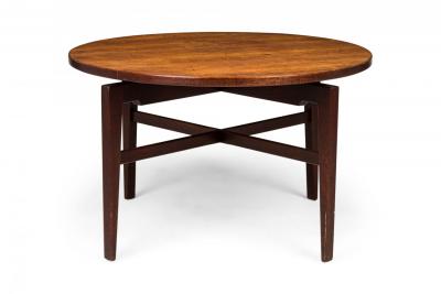 Danish Mid Century Circular Walnut Revolving Lazy Susan Dining Table