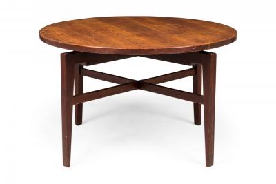 Danish Mid Century Circular Walnut Revolving Lazy Susan Dining Table