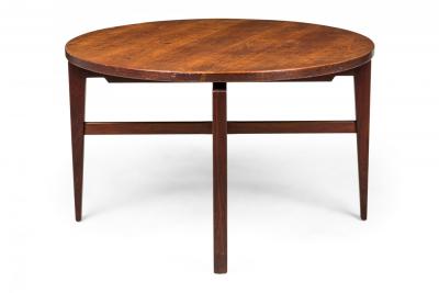 Danish Mid Century Circular Walnut Revolving Lazy Susan Dining Table
