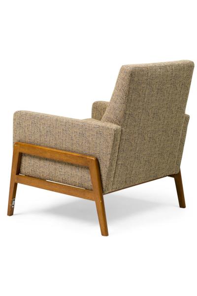 Danish Mid Century Grey and Blue Tweed Upholstered Armchair