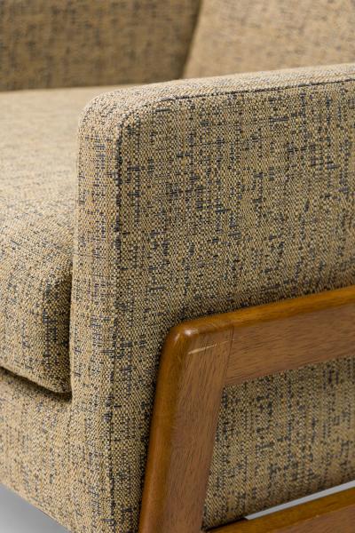 Danish Mid Century Grey and Blue Tweed Upholstered Armchair